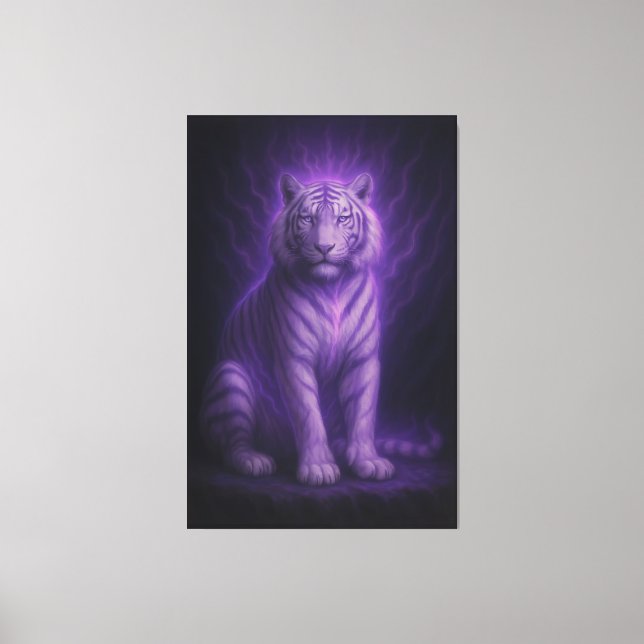 Toile Amethyst Aura White Tiger – Mystic Purple Divine F (Recto)