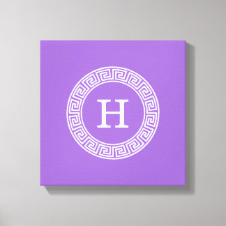 Toile Améthyste Wht Cadre Rnd Clé Grecque Monogramme Ini