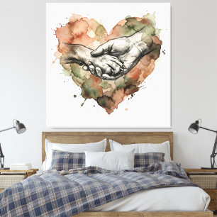 Toile Amour de Chien Lien Humain Animal Aquarelle Cœur