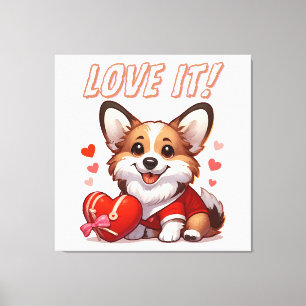 Toile Amour de Corgi Mignon