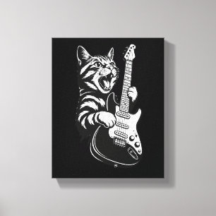 Toile Amour de musique cool   Chat rock jouant de la gui