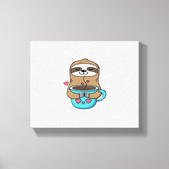 Toile Amoureux De Café Chibi Sloth - Cute Kawaii Sloth H (Recto)