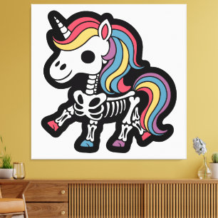 Toile Amoureux de licorne squelette drôle et effrayant H