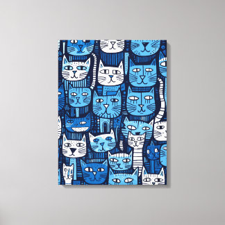 Toile Amoureux des chats de doodle noir blanc mignon