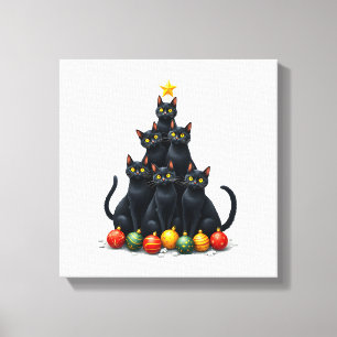 Toile Amoureux des chats M Noël drôle et mignon arbre de