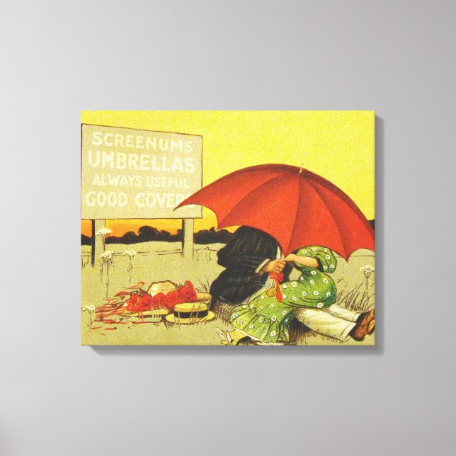 Toile Amoureux parasol vintage plage  (Recto)