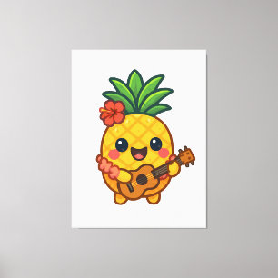 Toile Ananas souriant Kawaii - Tropical
