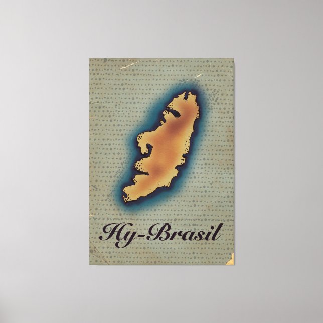 Toile Ancienne carte mythologique du Hy-Brésil (Recto)