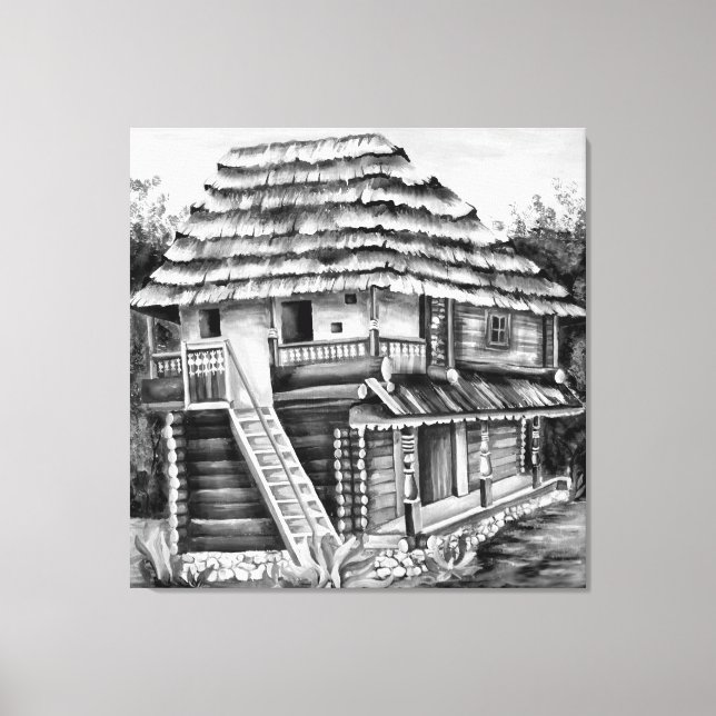 Toile Ancienne Maison Roumaine Traditionnelle En Transyl (Recto)