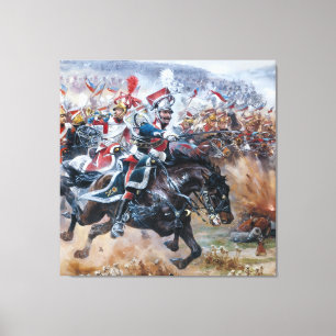 Toile Ancienne scène de bataille napoléonienne peinture 