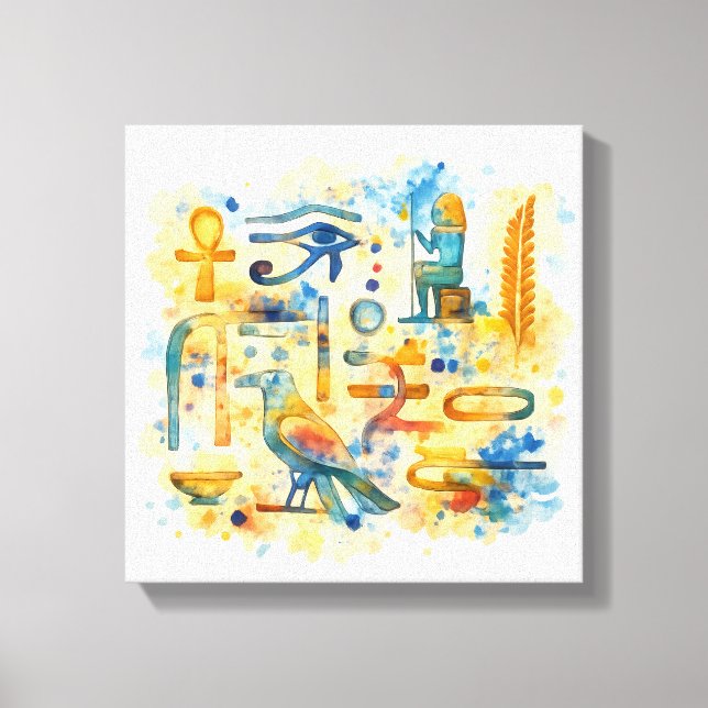 Toile Ancient Egyptian Hieroglyphs Sacred Symbols (Recto)
