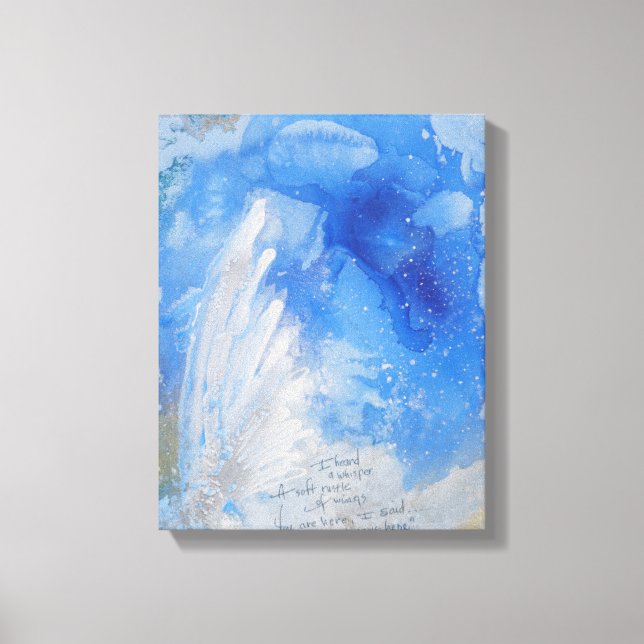 Toile Ange blanc ailes en bleu nuit Sky aquarelle (Recto)
