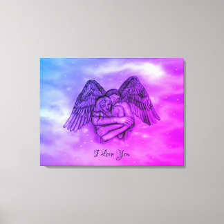 Toile Ange Eros en amour , je t'aime