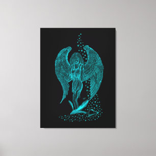 Toile Ange perdu dans l'Amour, design noir et vert