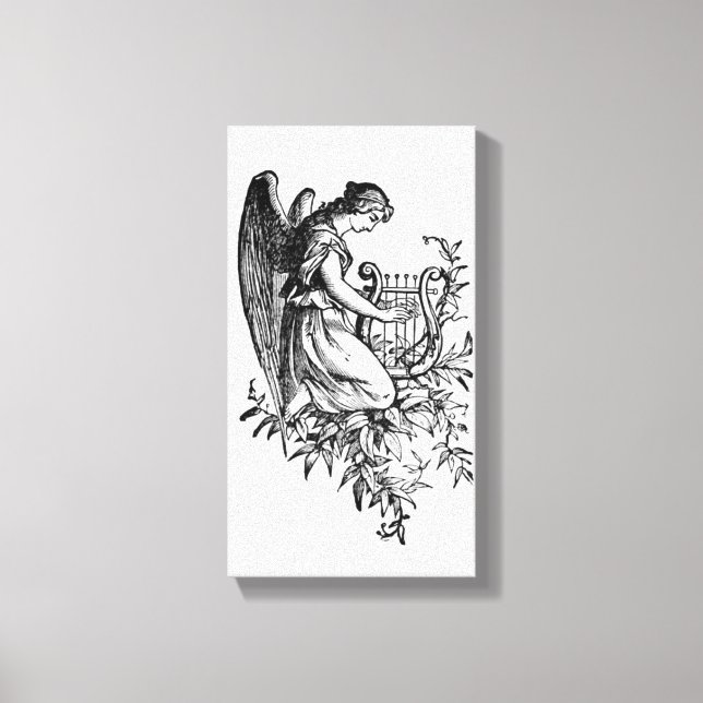 Toile Angel Avec Harpe Et Flore (Recto)