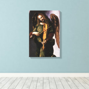 Toile Angel en vert avec une Vielle de Léonard de Vinci