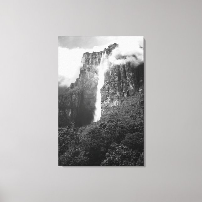 Toile Angel Falls en noir et blanc (Recto)