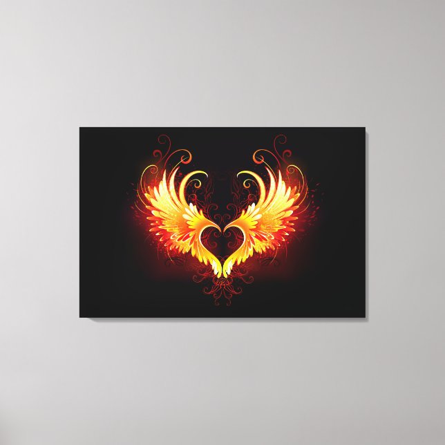 Toile Angel Fire Heart with Wings (Recto)