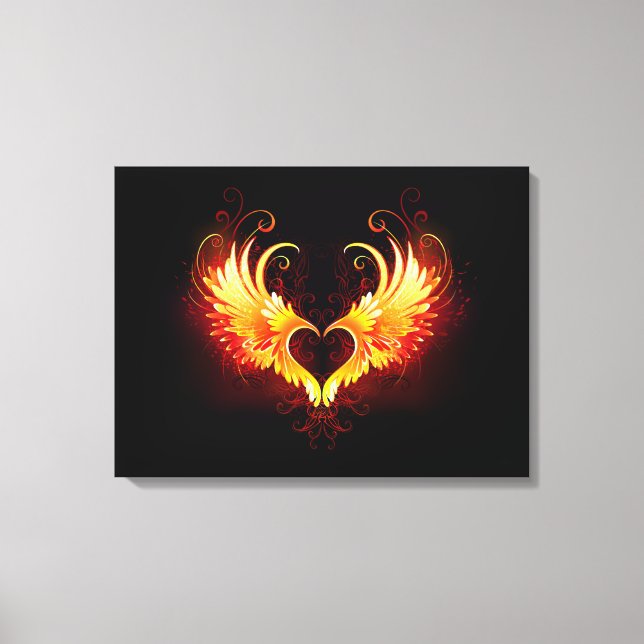 Toile Angel Fire Heart with Wings (Recto)