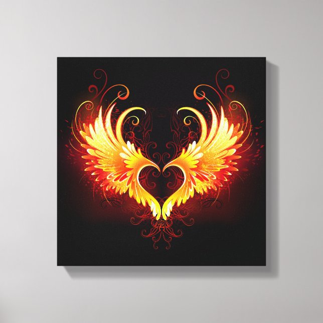 Toile Angel Fire Heart with Wings (Recto)