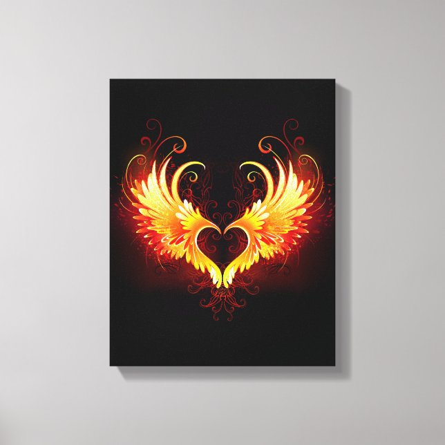 Toile Angel Fire Heart with Wings (Recto)