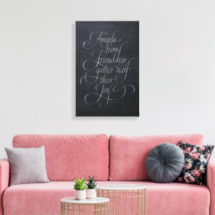 Toile Angels et Citation d'amitié Chalkboard Calligraphi