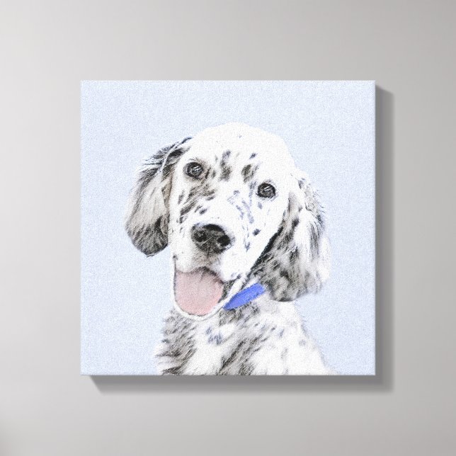 Toile Anglais Setter Blue Belton Peinture Chien Art (Recto)