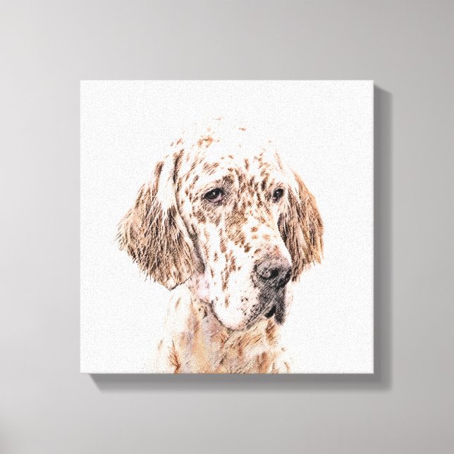 Toile Anglais Setter Orange Belton Peinture Chien Art (Recto)