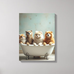 Toile Animaux amusants dans la baignoire