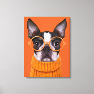 Toile Animaux de bébés cutest   Orange Boston Terrier