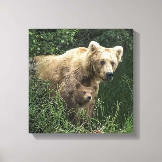 Toile Animaux de bébés cutest | Ours Mama Ours et ses pe (Recto)