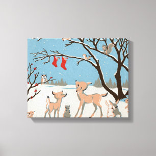 Toile Animaux de forêt d'hiver