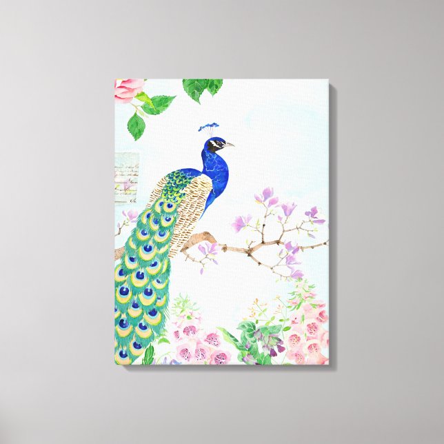 Toile Animaux de paon | Oiseau floral | Cool Peacock (Recto)