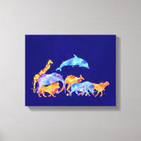 Animaux sauvages qui courent ensemble aquarelle co