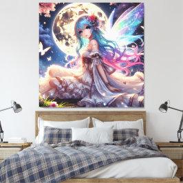 Toile Anime Girl Moon Fairy Princesse dans le jardin