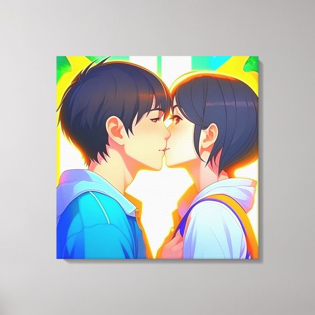 Toile Anime Kiss | Garçon et fille en amour (Recto)