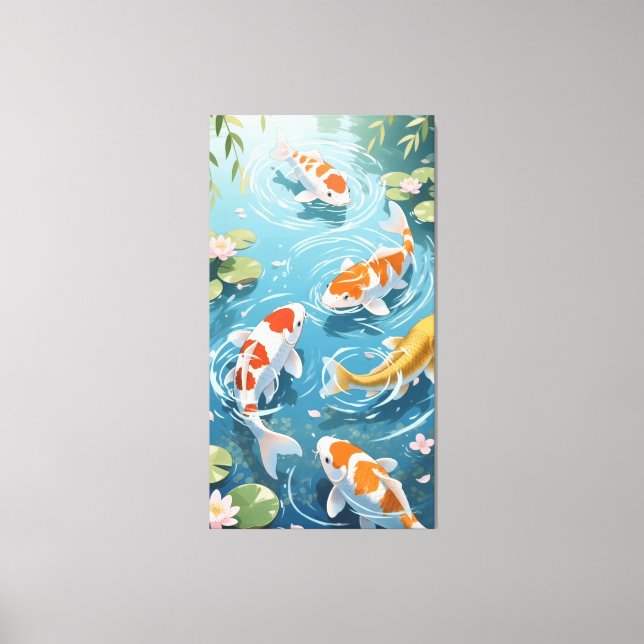Toile Anime koi swimming in the pond (Recto)