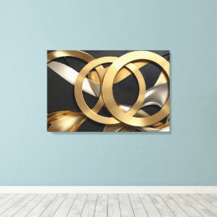 Toile Anneaux d'or Art Abstrait - Design moderne de luxe