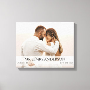 Toile Anniversaire photo de mariage élégant Date