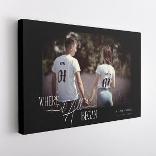 Toile Anniversaire photo moderne Fiançailles Mariage Dat