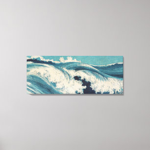 Toile Antique Japonais Bleu Vagues Océan Imprimer