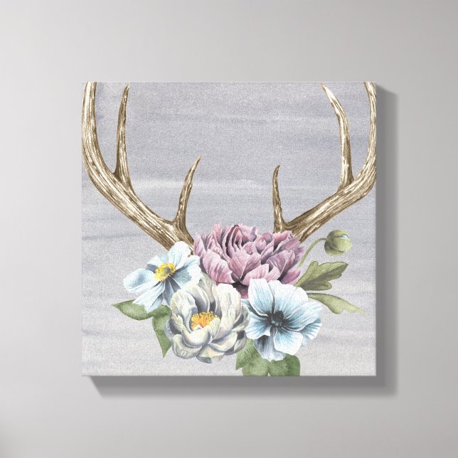 Toile Antlers floraux de cerfs (Recto)