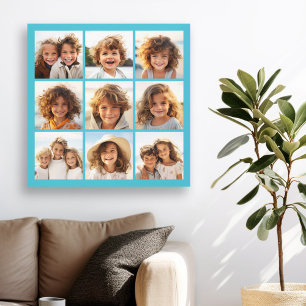 Toile Aqua Blue 9 Photo Collage - Grille Minimaliste Mod