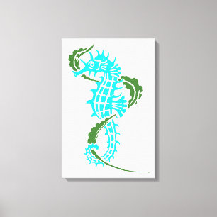 Toile Aqua marin bleu, vert et algues