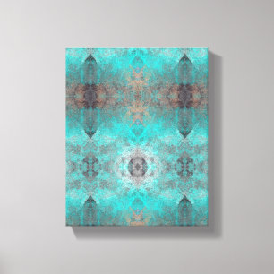 Toile Aqua Turquoise et Gris Abstrait Design en pierre m
