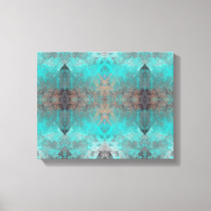 Toile Aqua Turquoise et Gris Abstrait Design en pierre m