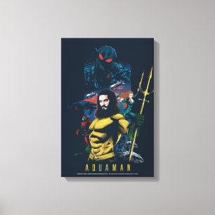 Toile Aquaman   Orin, Mera, et graphique noir de Manta