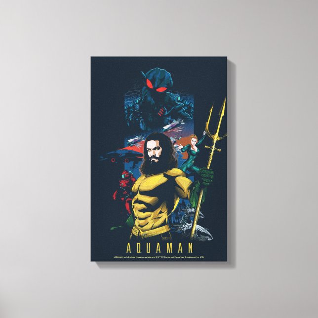 Toile Aquaman | Orin, Mera, et graphique noir de Manta (Recto)