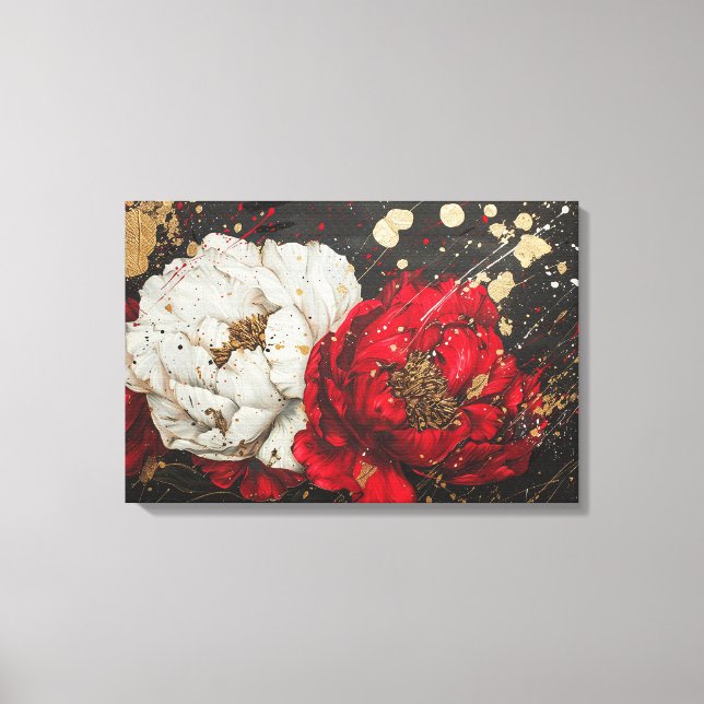 Toile Aquarelle Abstraite avec animaux, fleurs (Recto)