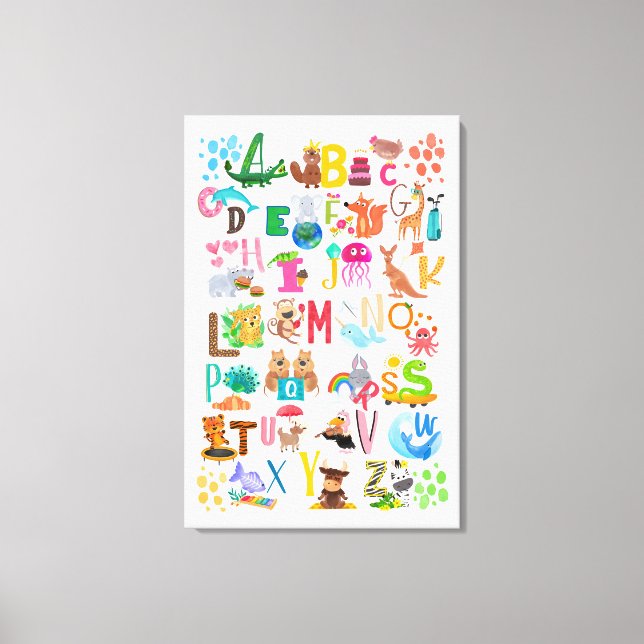 Toile Aquarelle Alphabet animal Adorable (Recto)